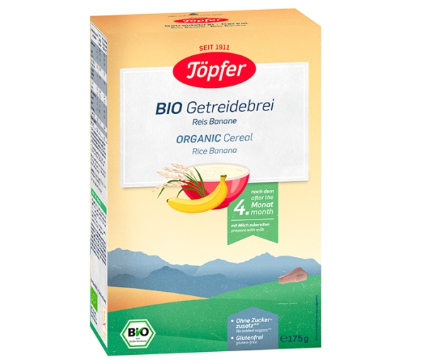 Cereal Orgánico Instantáneo de Arroz con Plátano. 175 gr.
