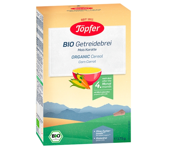 Cereal Orgánico Instantáneo de Maíz con Zanahoria. 175 gr.